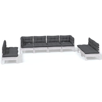 8 Piece Garden Lounge Set with Cushions Solid Pinewood Payday Deals