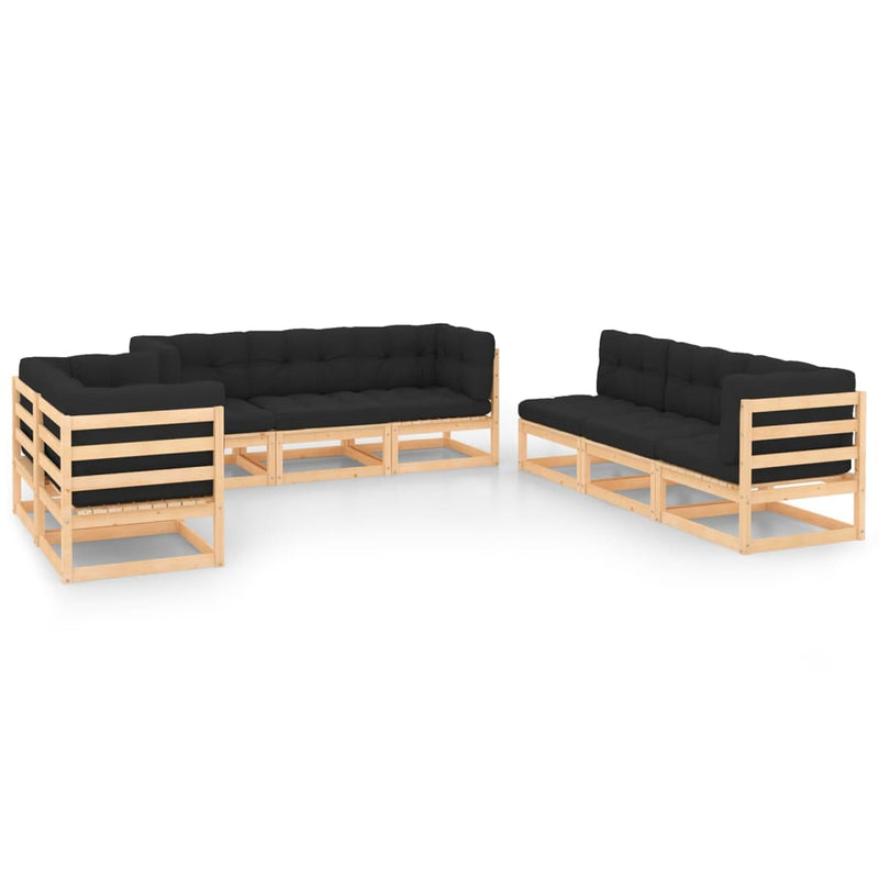 8 Piece Garden Lounge Set with Cushions Solid Pinewood Payday Deals