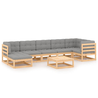 8 Piece Garden Lounge Set with Cushions Solid Pinewood Payday Deals