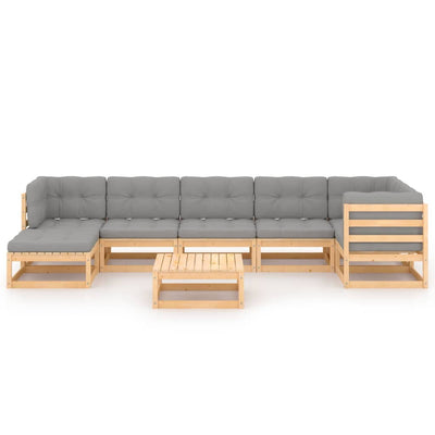 8 Piece Garden Lounge Set with Cushions Solid Pinewood Payday Deals