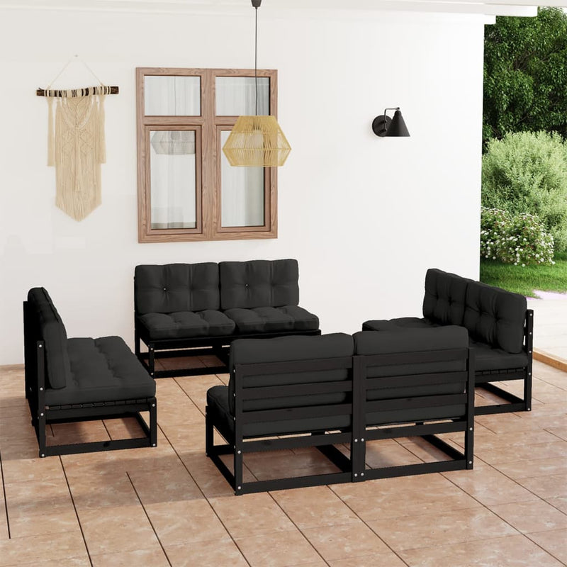 8 Piece Garden Lounge Set with Cushions Solid Pinewood Payday Deals