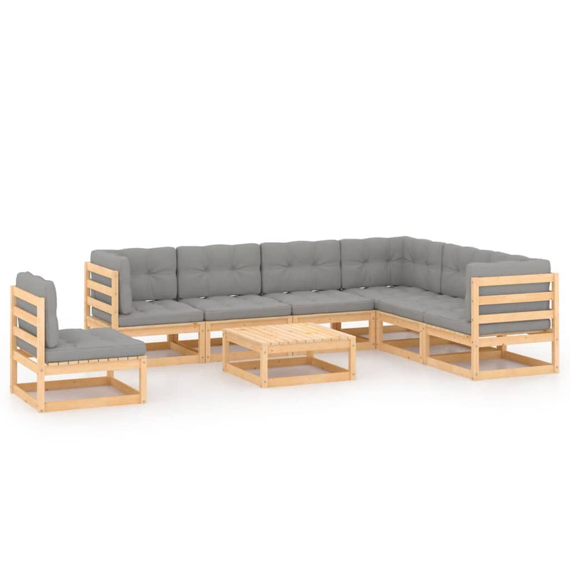 8 Piece Garden Lounge Set with Cushions Solid Pinewood Payday Deals