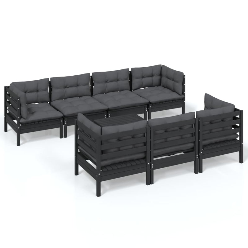 8 Piece Garden Lounge Set with Cushions Solid Pinewood Payday Deals