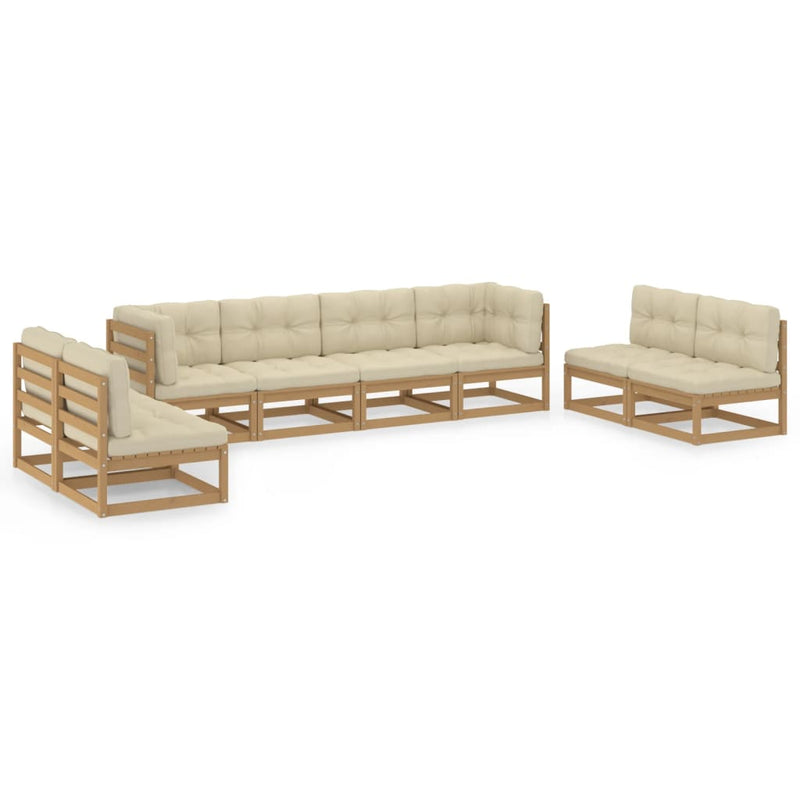 8 Piece Garden Lounge Set with Cushions Solid Pinewood Payday Deals