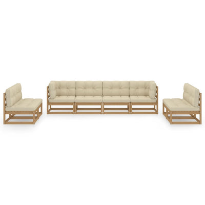 8 Piece Garden Lounge Set with Cushions Solid Pinewood Payday Deals