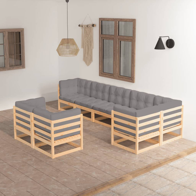 8 Piece Garden Lounge Set with Cushions Solid Pinewood Payday Deals