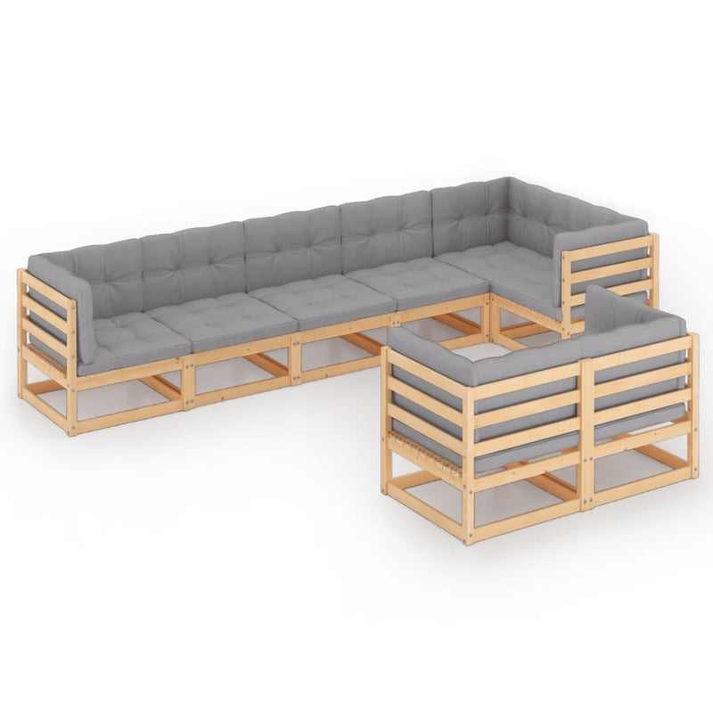 8 Piece Garden Lounge Set with Cushions Solid Pinewood Payday Deals