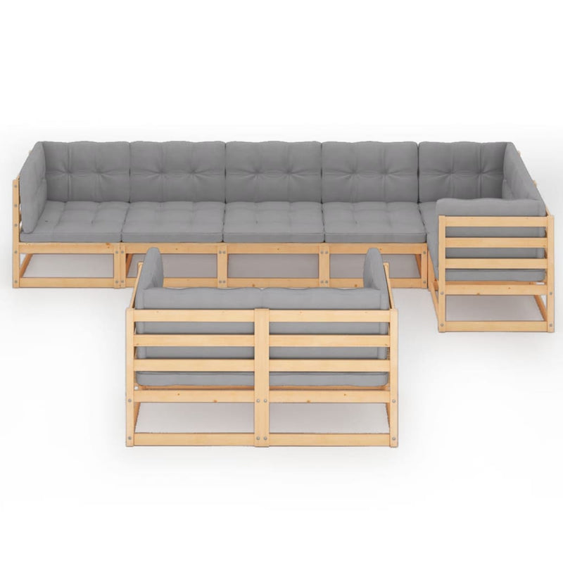 8 Piece Garden Lounge Set with Cushions Solid Pinewood Payday Deals