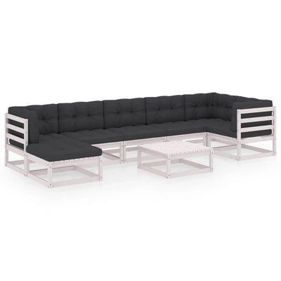 8 Piece Garden Lounge Set with Cushions Solid Pinewood Payday Deals