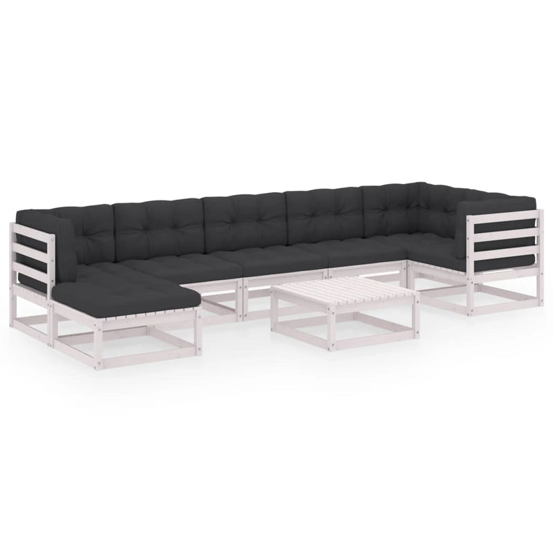 8 Piece Garden Lounge Set with Cushions Solid Pinewood Payday Deals