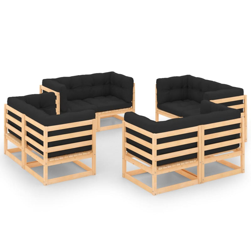 8 Piece Garden Lounge Set with Cushions Solid Pinewood Payday Deals