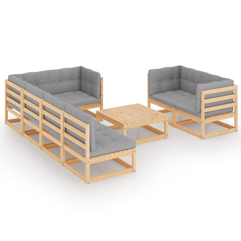 8 Piece Garden Lounge Set with Cushions Solid Pinewood Payday Deals