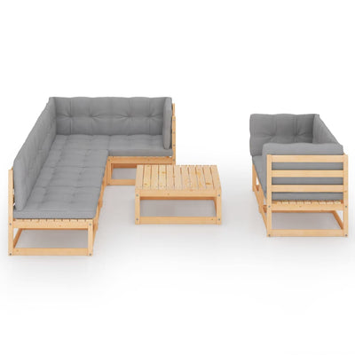 8 Piece Garden Lounge Set with Cushions Solid Pinewood Payday Deals