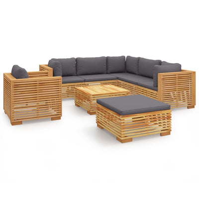 8 Piece Garden Lounge Set with Cushions Solid Teak Wood Payday Deals