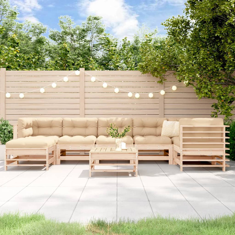 8 Piece Garden Lounge Set with Cushions Solid Wood Payday Deals