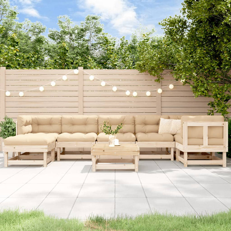 8 Piece Garden Lounge Set with Cushions Solid Wood Payday Deals