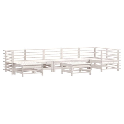 8 Piece Garden Lounge Set with Cushions White Solid Wood Payday Deals