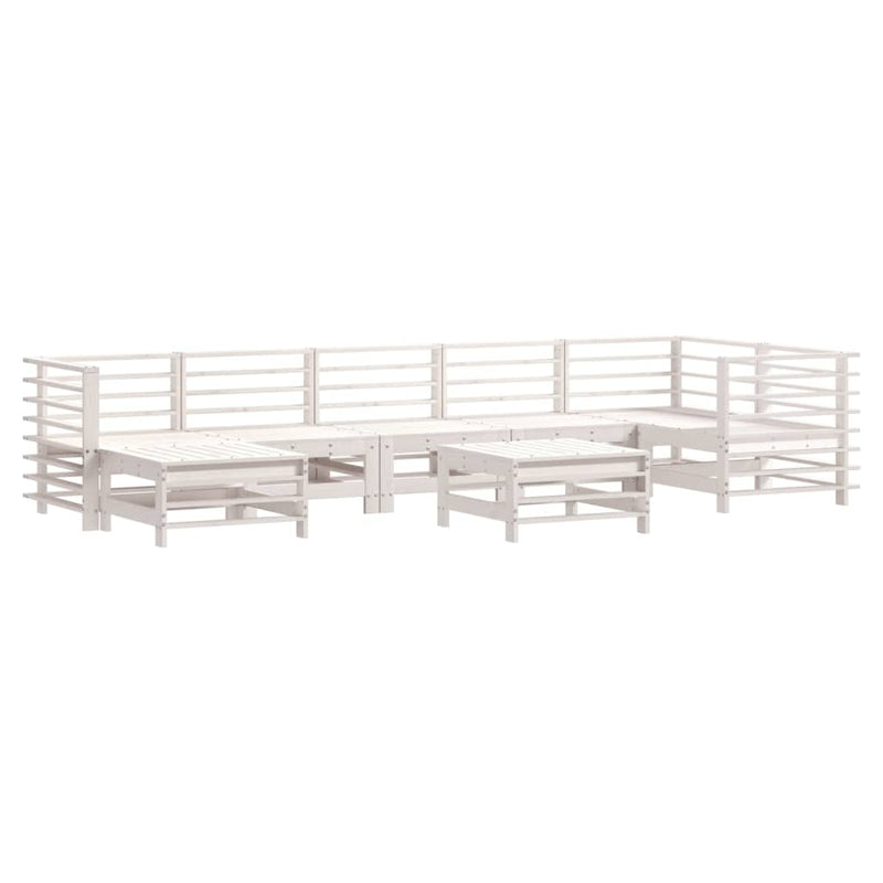 8 Piece Garden Lounge Set with Cushions White Solid Wood Payday Deals