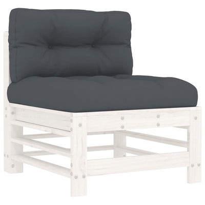8 Piece Garden Lounge Set with Cushions White Solid Wood Payday Deals