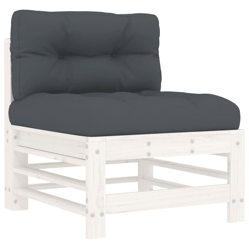 8 Piece Garden Lounge Set with Cushions White Solid Wood Payday Deals