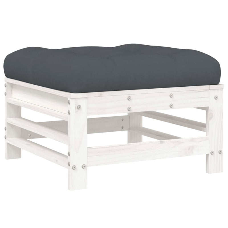 8 Piece Garden Lounge Set with Cushions White Solid Wood Payday Deals