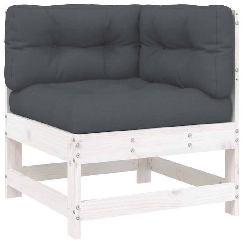 8 Piece Garden Lounge Set with Cushions White Solid Wood Payday Deals