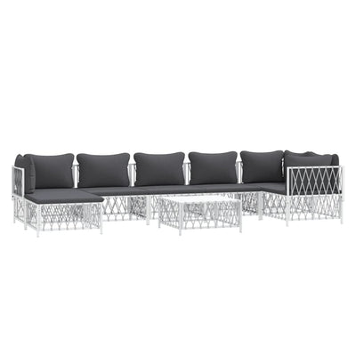 8 Piece Garden Lounge Set with Cushions White Steel Payday Deals