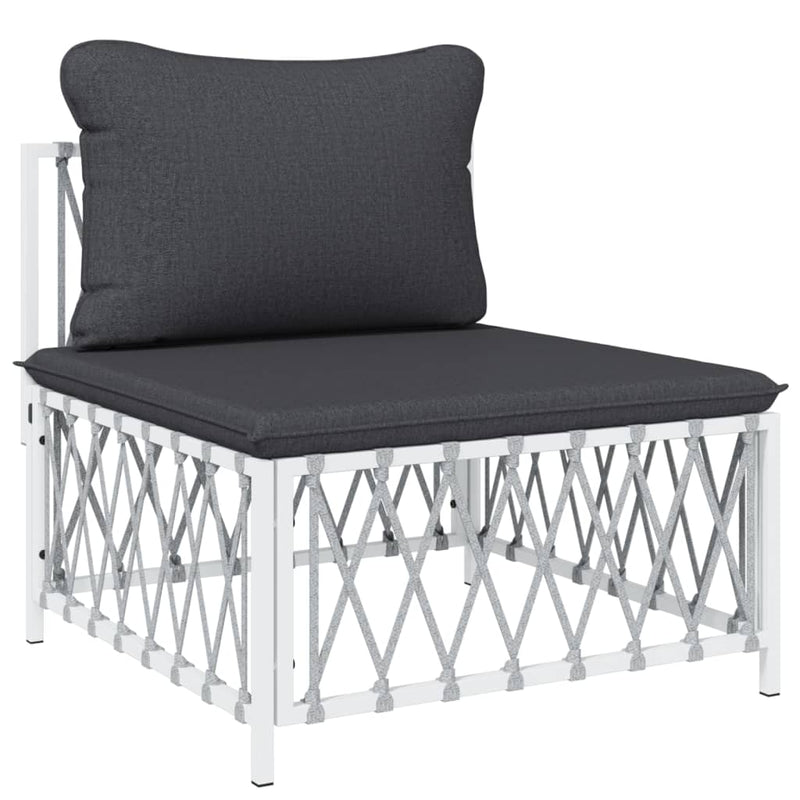 8 Piece Garden Lounge Set with Cushions White Steel Payday Deals