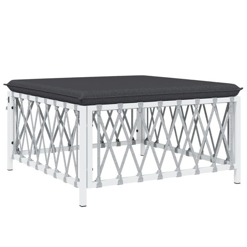 8 Piece Garden Lounge Set with Cushions White Steel Payday Deals