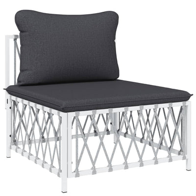 8 Piece Garden Lounge Set with Cushions White Steel Payday Deals