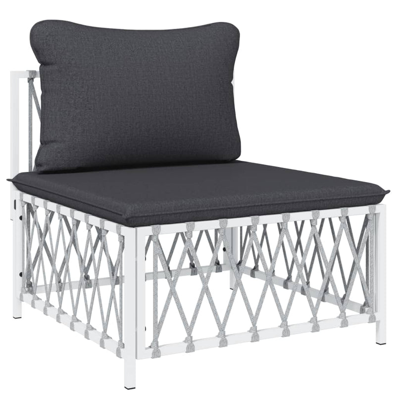 8 Piece Garden Lounge Set with Cushions White Steel Payday Deals