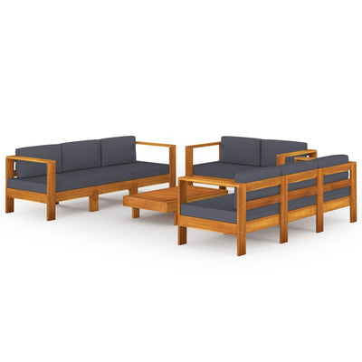8 Piece Garden Lounge Set with Dark Grey Cushions Acacia Wood Payday Deals