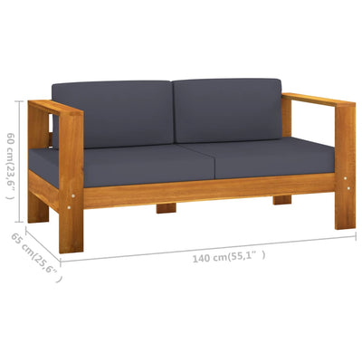 8 Piece Garden Lounge Set with Dark Grey Cushions Acacia Wood Payday Deals