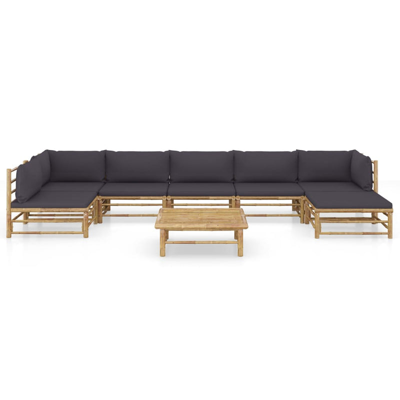 8 Piece Garden Lounge Set with Dark Grey Cushions Bamboo Payday Deals