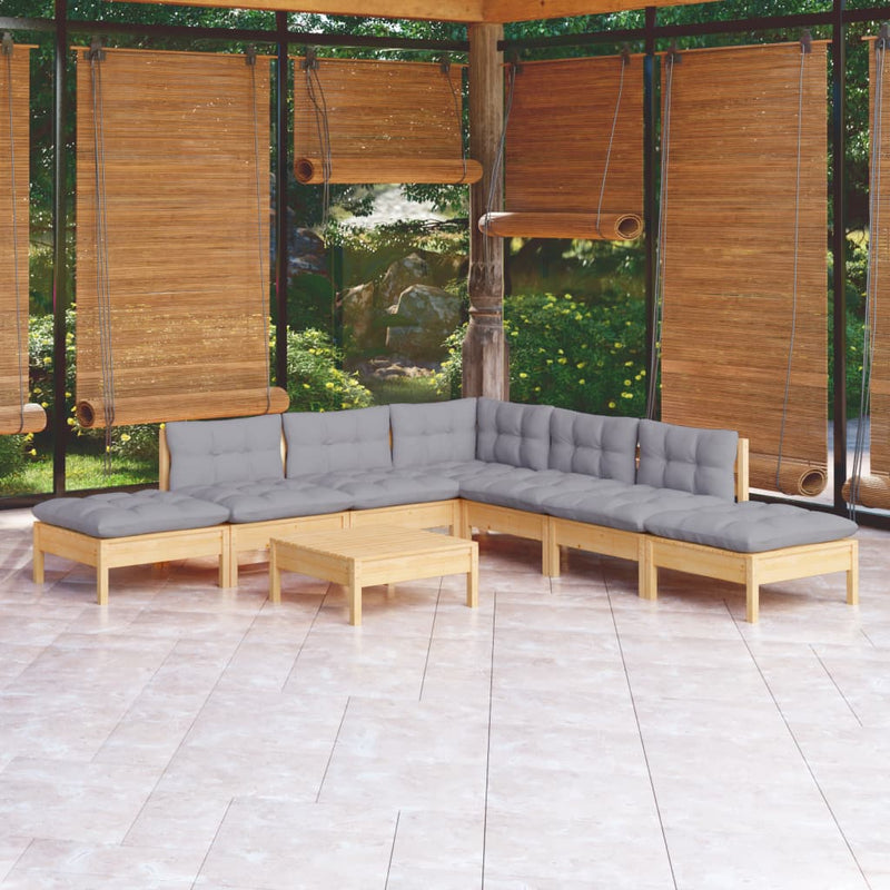 8 Piece Garden Lounge Set with Grey Cushions Pinewood Payday Deals