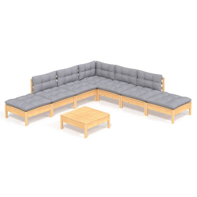 8 Piece Garden Lounge Set with Grey Cushions Pinewood Payday Deals