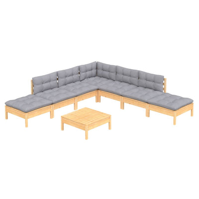 8 Piece Garden Lounge Set with Grey Cushions Pinewood Payday Deals