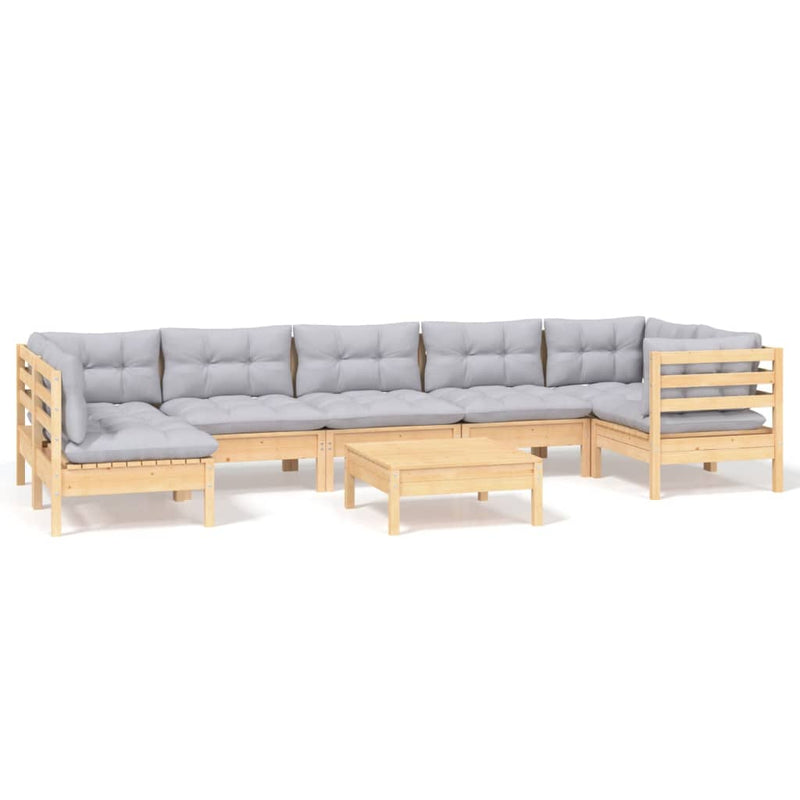 8 Piece Garden Lounge Set with Grey Cushions Pinewood Payday Deals