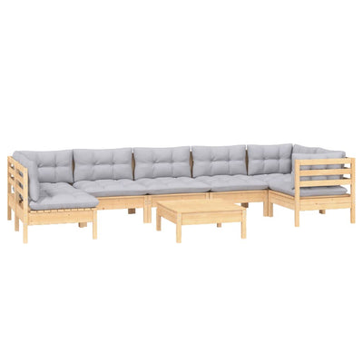 8 Piece Garden Lounge Set with Grey Cushions Pinewood Payday Deals