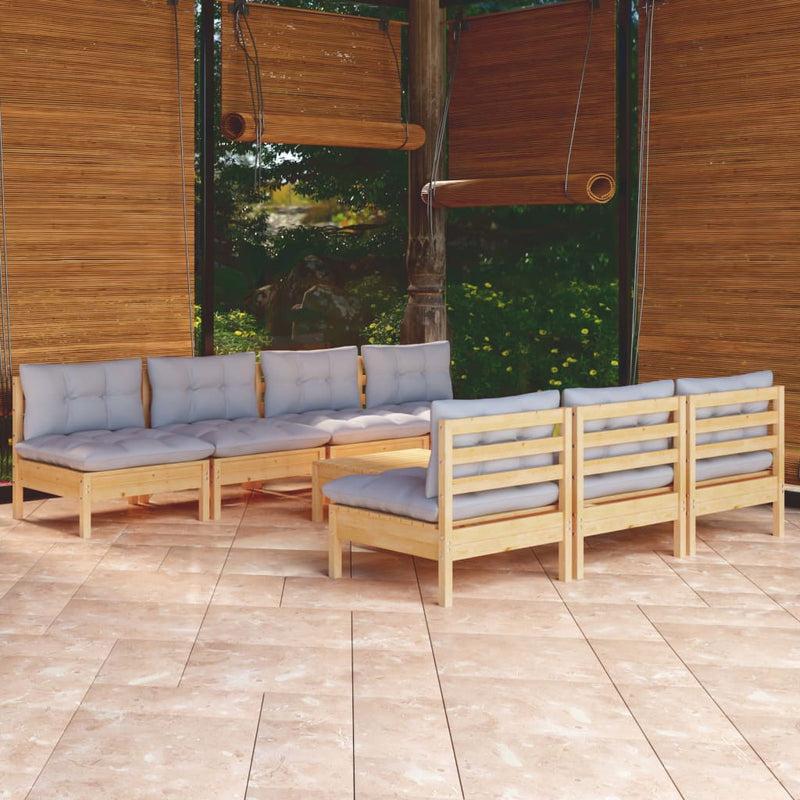 8 Piece Garden Lounge Set with Grey Cushions Pinewood Payday Deals