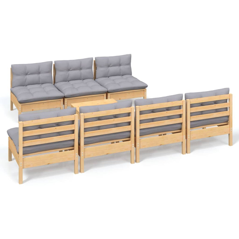 8 Piece Garden Lounge Set with Grey Cushions Pinewood Payday Deals