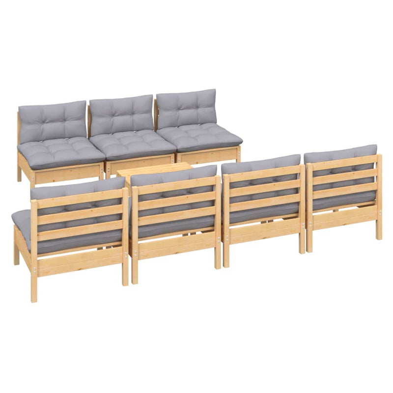 8 Piece Garden Lounge Set with Grey Cushions Pinewood Payday Deals