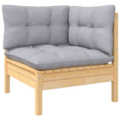 8 Piece Garden Lounge Set with Grey Cushions Solid Pinewood Payday Deals