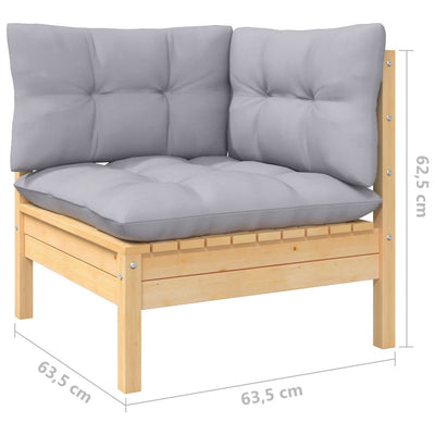 8 Piece Garden Lounge Set with Grey Cushions Solid Pinewood Payday Deals