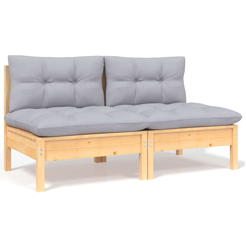 8 Piece Garden Lounge Set with Grey Cushions Solid Pinewood Payday Deals