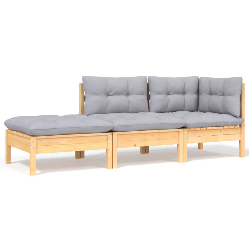 8 Piece Garden Lounge Set with Grey Cushions Solid Pinewood Payday Deals