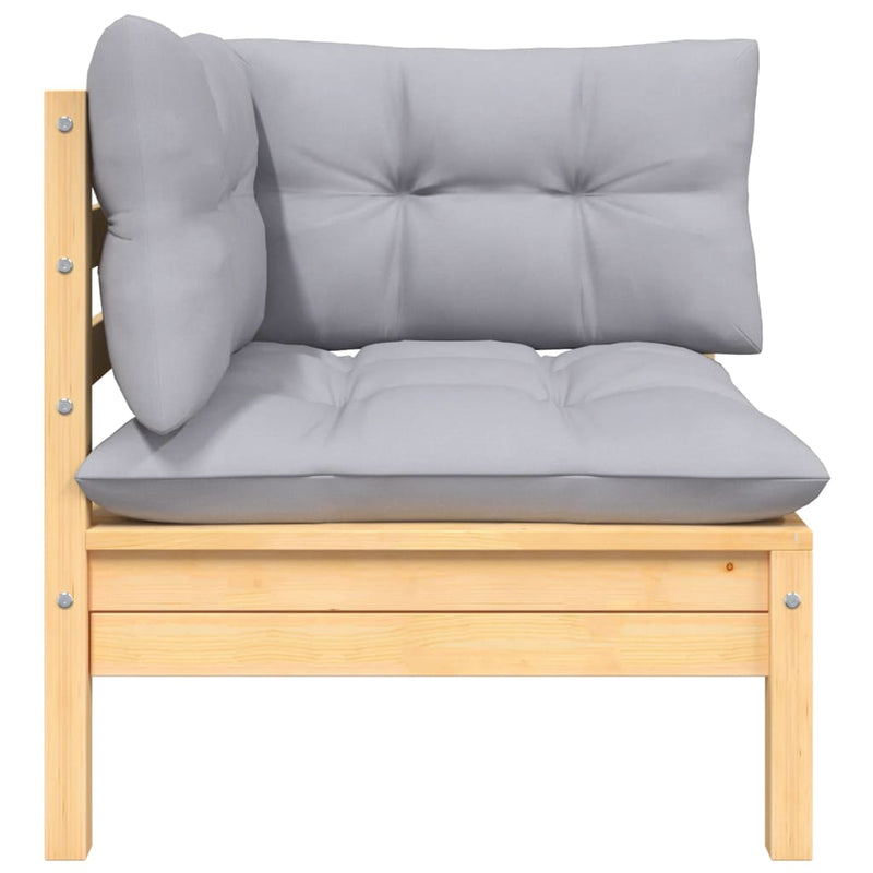 8 Piece Garden Lounge Set with Grey Cushions Solid Pinewood Payday Deals