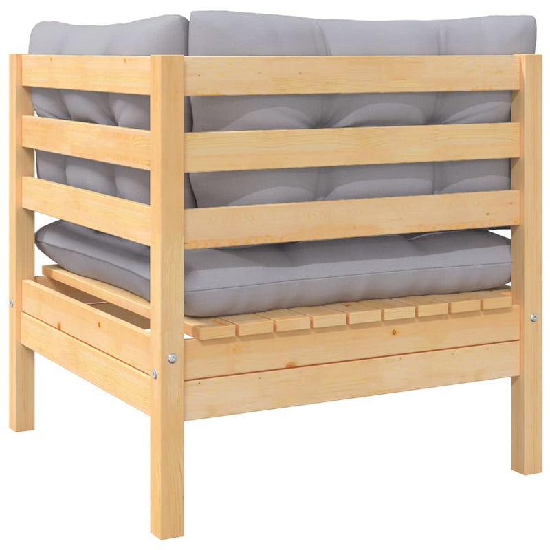 8 Piece Garden Lounge Set with Grey Cushions Solid Pinewood Payday Deals