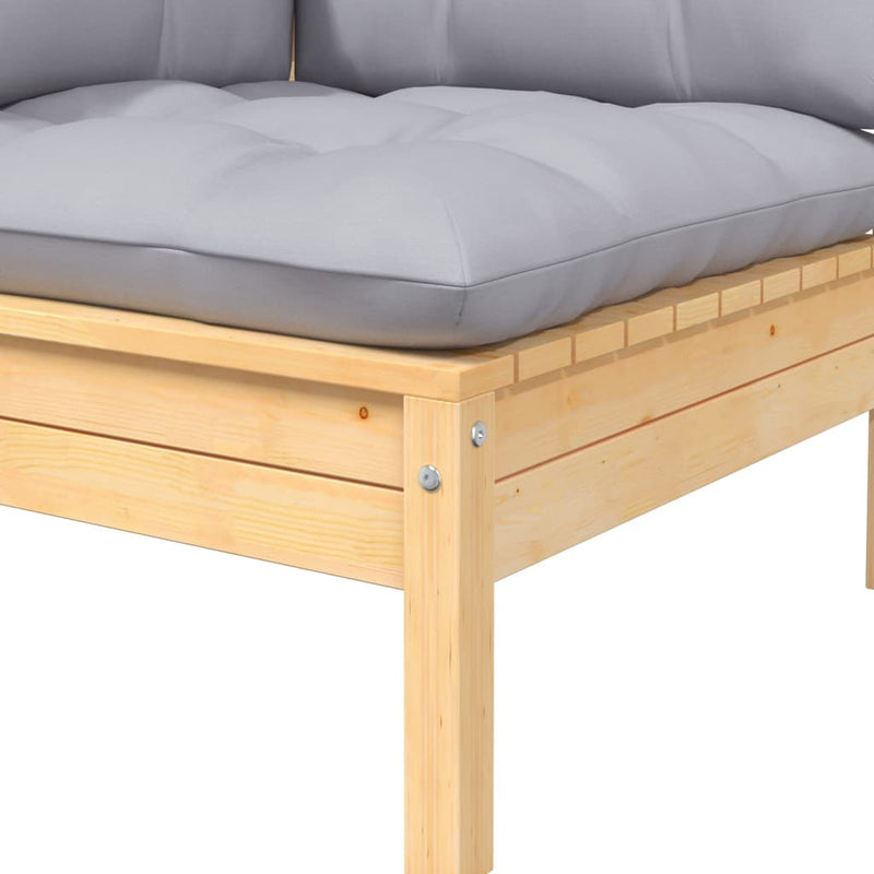 8 Piece Garden Lounge Set with Grey Cushions Solid Pinewood Payday Deals