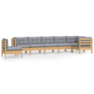 8 Piece Garden Lounge Set with Grey Cushions Solid Pinewood Payday Deals